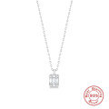 wholesale S925 Sterling Silver Square Pendant Diamond Inlaid Elegant Commuter Collarbone Necklaceins-0-6