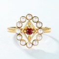 wholesale 925 Silver Gold-Plated, New Japanese Light Luxury Style Garnet Ring Exquisite Retro Shell Pearl Ring Wholesale-0-2