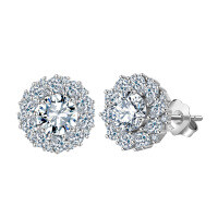 wholesale S925 Sterling Silver Cloud Link Earrings Minimalist High-End 8A Zircon Geometric Circle Earrings-Platinum, approximately 2.87g 925 silver