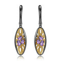 wholesale 925 Silver Italian Artisan Designer Gemstone Earrings, Small Batch Design with Natural Amethyst Ear Drops-0-0