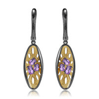 wholesale 925 Silver Italian Artisan Designer Gemstone Earrings, Small Batch Design with Natural Amethyst Ear Drops-Natural garnet earrings