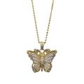 wholesale S925 Gold-Plated Ancient Method Butterfly Wish Pendant Adjustable Chinese Style Gold Necklace-0-4