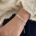 wholesale S925 Sterling Silver Korean-style Hollow-out Floral Bracelet for Women, Minimalist and Fashionable Sweet Best Friend Jewelry-0-2