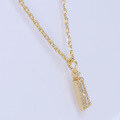 wholesale S925 gold-plated silver winter limited T-square white zircon simple OL women's necklace, lightweight luxury temperament collar necklace-0-3