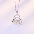 wholesale S925 Sterling Silver Double-Layer Heart-Shaped Diamond-Inlaid Novel and Dynamic Beating Heart Pendant Necklace-0-1