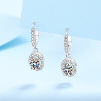 wholesale PT950 gold-plated 925 sterling silver oval cluster moissanite ear clips with ear jewelry wholesale from manufacturers with ready stock-5x7 denier zirconia &gt; 925 silver