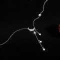 wholesale 925 Sterling Silver Star and Moon Necklace New Trendy Simple Star Moon Ins Tassel Chain-0-1