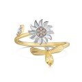 wholesale S925 Sterling Silver Flower Diamond-Inlaid Rotatable and Adjustable Opening Series Fashion Women's Ring-0-8