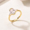 wholesale Golden S925 Silver Moissanite Ring with Oval Center Stone and Baguette Side Stones Three-Stone Combination Design Women's Popular Style-0-1