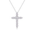 wholesale S925 Silver Fashionable and Luxurious Religious Cross Necklace for Women with Moissanite, Non-Tarnishing, Wholesale Collarbone Chain-0-1