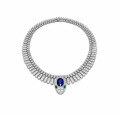 wholesale 925 Silver Gold-Plated High-Carbon Diamond Royal Blue Snake Oval Necklace, Liu Jialing's Same Style Luxury Women's Necklace-0-5