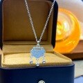 wholesale 999 Silver Maker S Auspicious and Full Diamond Peace Lock Necklace Versatile National Trend Style Longevity Lock Ancient Style Collarbone Chain-0-3