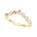 wholesale S925 Sterling Silver with Natural Opal, Fashion Minimalist Style Light Luxury V-Shape Row Ring Plated with 14k Gold-0-0