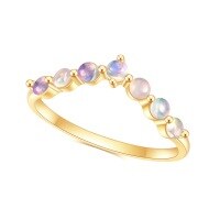 wholesale S925 Sterling Silver with Natural Opal, Fashion Minimalist Style Light Luxury V-Shape Row Ring Plated with 14k Gold-S925 silver + African opal  US size 5
