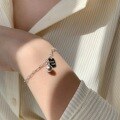 wholesale S925 Sterling Silver Maker Lucky Small Square Plate Ballpoint Pen Minimalist Silver Bracelet for Women, Korean Style Elegant Personality Niche Design-0-2
