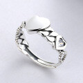 wholesale S925 Sterling Silver Twisted Heart Minimalist Design Open Adjustable Ring with a Luxurious Feel-0-1