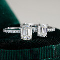 S925 Sterling Silver Rectangle 1ct Moissanite Ring for Women-0-4