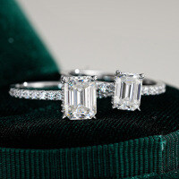 S925 Sterling Silver Rectangle 1ct Moissanite Ring for Women-1 carat moissanite  6 yards