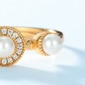 wholesale S925 Sterling Silver Japanese and Korean New Shell Pearl Round Ring Vintage Style Adjustable Opening Ring for Women, Dropshipping Available-0-2