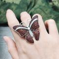 wholesale S925 Sterling Silver Exaggerated Gemstone Ring Set with Natural Garnet and Luxuriously Adorned Butterfly Design for Women, Cross-Border European and American Style-0-3