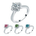wholesale S925 Metal Colorful Moissanite Flower Bud Ring, Luxury Versatile Advanced Jewelry Octopus Ring Hot Selling Item-0-4