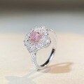 wholesale S925 Sterling Silver Full Diamond Lavishly Inlaid Pink Diamond Ice-Cut Ring for Women, Ins Style Minimalist Snowflake Ring-0-2