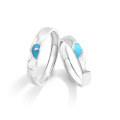 wholesale 925 Sterling Silver Heart Tide Couple Rings, Luminous Light in the Dark, Luxury 520 Valentine's Day Birthday Gift for Boyfriend Girlfriend-0-4