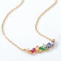wholesale 925 Silver Plated with Gold Geometric Cube Multicolor Zircon Light Luxury Rainbow Candy Necklace for Women Wholesale-0-4