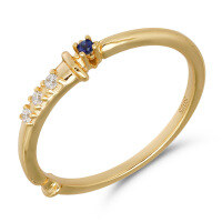 wholesale S925 Sterling Silver Electroplated 14K Gold Magic Wand Blue Sapphire Ring, Japanese Style Same Design, Small and Exquisite Design Women's Ring-Wand Blue Corundum Ring  US 7