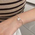 wholesale S925 Sterling Silver Tiny Grain Heart Best Friend Bracelet for Women, Korean New Style, Ins Minimalist Design, Elegant Heart-shaped-0-0