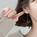 wholesale S925 silver sweet heart ear thread women's elegant curved line small heart-shaped long earring G6000-0-0