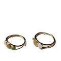 wholesale S925 silver and gold-plated natural Hetian jade multi-gem wide open ring fashion stackable ring-0-4
