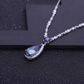 wholesale 925 Silver Luxury Fashion Color Gemstone Pendant European and American Design Sense Personality Crystal Necklace-0-3