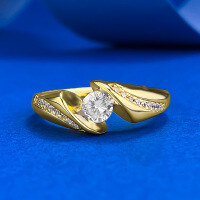 wholesale S925 silver gold-plated daily fashion personalized classic 15-point European and American cross-border AliExpress-R1348 Gold Ring>Size 9