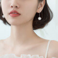 wholesale S925 silver earrings for women, Korean-style small fresh and elegant ice crystal flower, girly heart ear drops, ear accessories G2973-0-3