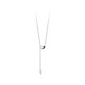wholesale S925 silver small silver bean necklace for women, lucky bean pendant with tassel, Y-shaped D8389-0-3