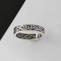 wholesale Best-selling antiqued Thai silver men's and women's retro ring with Tang grass pattern, auspicious cloud design, openable, vintage-style gift-0-4