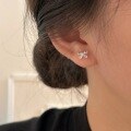 wholesale S925 Sterling Silver Embroidered Bow Ear Studs for Women, Small and Minimalist, Fresh and Niche Trendy Earrings-0-0
