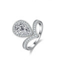 S925 Silver Moissanite Ring, Women's Luxury 2-Carat Pear-Shaped Drop Design-0-2