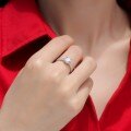 Sterling Silver Four-Claw Round Moissanite Ring Micro-Set Fashion Jewelry-0-1