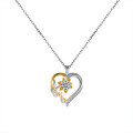 wholesale S925 Sterling Silver Two-Tone Plated 1 Carat Moissanite Heart Pendant Necklace, Cross-Border Hot-Selling Original Luxury Gift-0-4