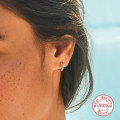 wholesale S925 Sterling Silver Turquoise Inlaid Diamond Ear Hoop, Classic and Versatile Ins Style Earring-0-2
