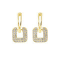 S925 Sterling Silver Moissanite Women's Geometric Square Stud Earrings-0-5