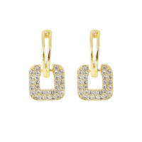 S925 Sterling Silver Moissanite Women's Geometric Square Stud Earrings-Moissanite square earrings [K gold]
