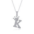wholesale 925 silver popular 26-letter alphabet necklace for women, stylish and elegant moissanite cross-border collarbone chain-0-15