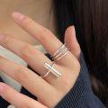 wholesale S925 Sterling Silver Multi-Layer Engraved Twisted Ring for Women, Minimalist and Light Luxury with a High-End Feel, Adjustable Open Band Trendy-0-1