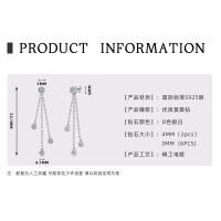Sterling Silver Moissanite Chain Tassel Earrings, Wholesale.-Tassel X3 Earrings [White Gold]  925 Silver