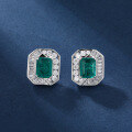 wholesale S925 Sterling Silver Cultivated Emerald Elegant Earrings Inlaid with Precision Crafted Zircon Wedding Banquet Jewelry Wholesale for Women-0-3