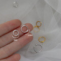 wholesale Metal S925 Silver Round Ear Hoop Women Korean Style Minimalist Small Geometric Circle Ear Clasp Batch G9376-0-3