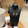 wholesale S925 Sterling Silver Maker's Double Cross Diamond Inlaid Necklace for Women, Fashionable, Unique, Minimalist, and Versatile Collarbone Jewelry-0-1